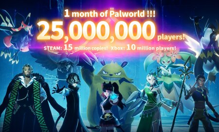 В первый месяц  Palworld  продала 15 млн копий в Steam и 10 млн на Xbox